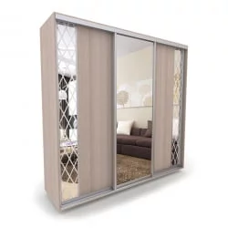 Шкаф-купе 3 двери с зеркалом Акцент-Вера ДР 2100х600 Ясень шимо светлый