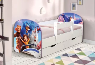 Кровать детская с фотопечатью с 2-мя ящиками 800*1900 Парк чудес