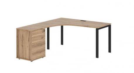 Стол эргономичный с тумбой левый EDIS EUCET 1518 L Дуб Денвер светлый Черный