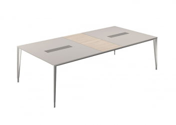 Конференц-стол (домино поперек) Atlas NZ-0108.GS.YN.AL Серый камень Ясень Наварра Алюминий