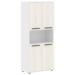 Шкаф с двумя комплектами глухих малых дверей EDIS EHCS 85.4 Ясень Траун Черный Белый