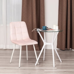 Мягкий стул CHILLY (mod. 7094-1) вельвет/металл, 44,5х52,5х86 см, pink (розовый) HLR39 / белый