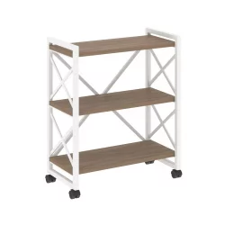 Стеллаж на колесных опорах - 3 полки LOFT  VR.L-MST.K-3.8 Металл белый Дуб Аризона