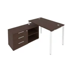 Рабочая станция на П-образном м/к с опорной тумбой левая Metal System Б.РС-СТС-2.2 Л Венге/Белый