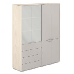 Шкаф высокий двойной Atlas NZ-0321+NZ-0332.YN.GS Ясень Наварра Серый камень