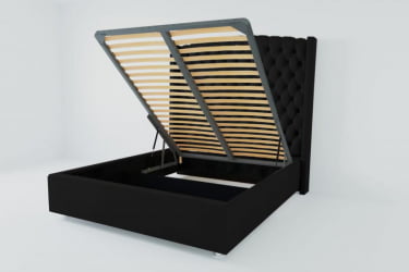 Мягкая интерьерная кровать "Берлин Люкс" с подъемным механизмом Материал фасада: Искусственная кожа; Спальное место: 2000х2000 мм; Цвет фасада: Кольт Ч; Цвет корпуса: Кольт Ч 