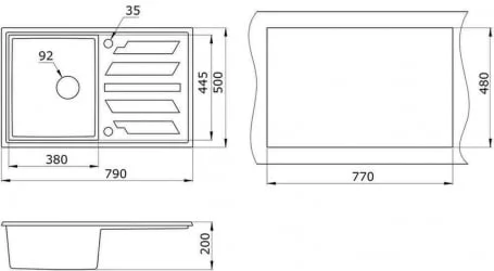 Кухонная мойка GRANULA 8002 Черный