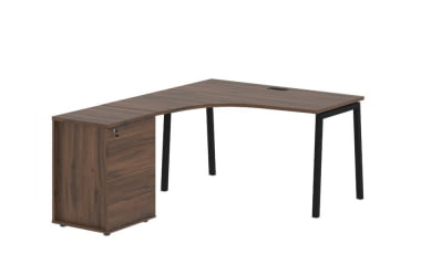 Стол эргономичный с тумбой (левый) EDIS ELCET 1318 L Дуб Денвер темный Черный