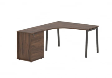 Стол эргономичный с тумбой (левый) ЕДИС ЕЛCЕТ 1318 Л Дуб Денвер темный Мокко / EDIS ELCET L