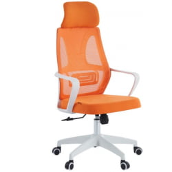 Кресло руководителя CХАИРМАН CХ636 ткань/сетка оранжевый, белый пластик (М) / CHAIRMAN CH636 (M)