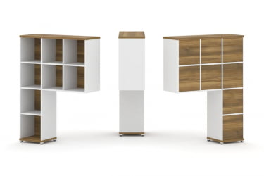 Надставка на стол высокая односторонняя + задняя стенка (8 шт.) CONCEPT CN.ONV-001 Сандал Янтарный Белый бриллиант Белый металл