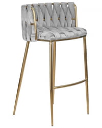 Стул барный ДОБРИН ЕММА ГОЛД (светло-серый велюр (135-37)) 4 шт / DOBRIN EMMA GOLD