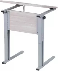 Парта одноместная рост 6 эргономичная с углом наклона и пеналом Клен Танзау/Металл Серый
