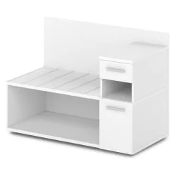 Тумба багажная с ящиком и дверью правый Ornata 	Н-444 Пр Белый Шагрень