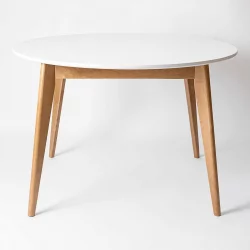 Стол обеденный Орион 100x100 Эмаль белая Морилка Дуб натуральный