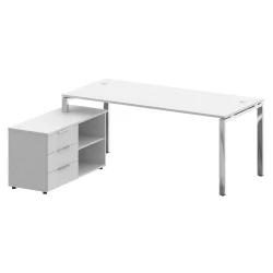 Стол рабочий руководителя с опорной тумбой левый METAL SYSTEM DIRECT БГ.СРТ-5.8 Л Белый