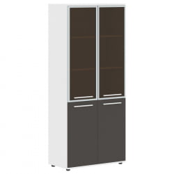 Шкаф комбинированный  с дверьми в металлической раме EDIS EHCS 85.7 Мокко Белый Белый