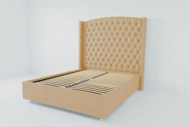 Мягкая интерьерная кровать "Берлин Люкс" с ортопедическими латами (металл) Материал фасада: Искусственная кожа; Спальное место: 900х2000 мм; Цвет фасада: Бежевый; Цвет корпуса: Бежевый 
