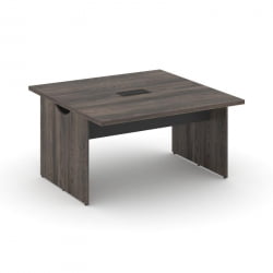 Стол переговорный проход. модуль Дюкс  ДКС.СПРГ.П-140 Каштан Сиерра/Базальт/Пластик Черный 1400*1400*7 / DX.SPRG.P-140