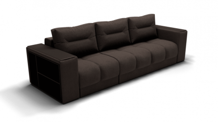 Диван Барон- 2 трансформер угловой (ЗР) Цвет фасада: Коричневый; Тип: Левый; Материал фасада: Металл/Велюр