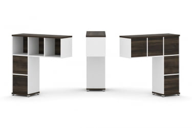 Надставка на стол низкая односторонняя + задняя стенка (5шт.) + блок с 2-мя ящиками (2шт.) CОНCЕПТ CН.ОНН-003 Дуб Мали Белый бриллиант Белый металл / CONCEPT CN.ONN-003