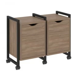 Тумба на колесных опорах наборная. Вариант №2 LOFT VR.L-TN-2.K Металл черный Дуб Аризона