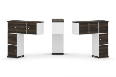 Надставка на стол низкая двухсторонняя + задняя стенка (5 шт.) + распашной фасад (5 шт.) CONCEPT CN.DNN-007 Дуб Мали Белый бриллиант Черный металл