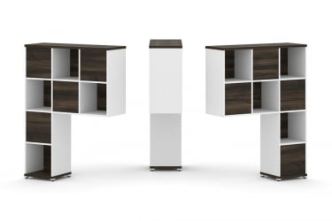 Надставка на стол высокая двухсторонняя + задняя стенка (8 шт.) CONCEPT CN.DNV-001 Дуб Мали Белый бриллиант Белый металл