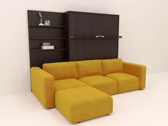 Диван кровать-трансформер Смарт 1 с пуфом 3-в-1 1400 левый Дуб молочный