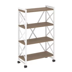 Стеллаж на колесных опорах - 4 полки LOFT  VR.L-MST.K-4.8 Металл белый Дуб Аризона