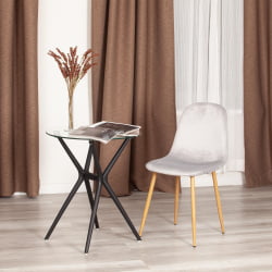 Кухонный стул BREEZE (mod. 4724) вельвет/металл, 44 х 53 х 87 см, Light grey (светло-серый) HLR14 / натуральный