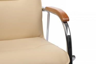 Стул Самба с деревянными подлокотниками СМБ-02Х Хром гальв. Бежевый / SMB-02H