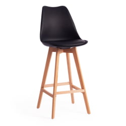 Стул барный TULIP BAR (mod. C1014H-1) пластик/дерево, 42 х 47,5 х 104 см, Black (Черный) 3010/ натуральный