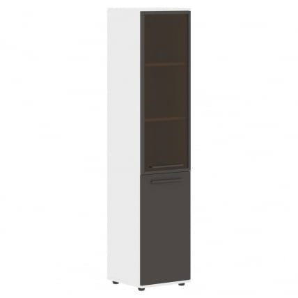 Шкаф-колонка комбинированная с дверью в металлической раме левый EDIS EHCS 42.7 L Мокко Мокко Белый_0