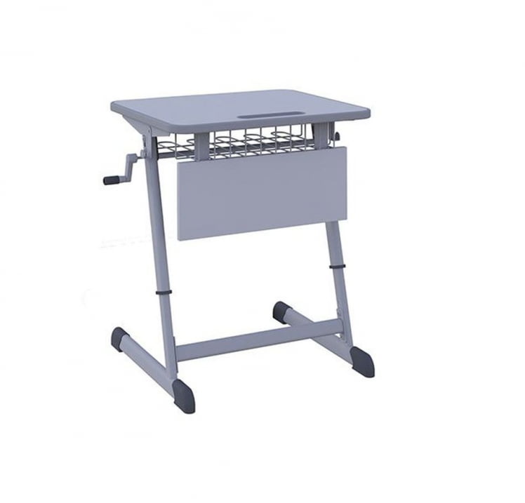 Парта одноместная НОМАД В 600х500 с ручной регулировкой высоты с антивандальной полиуретановой кромкой (рост 4-6) Серый/Серый / NOMAD V_0