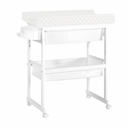 Комод пеленальный с ванночкой и текстильной корзиной Micuna B-1158 Plus White Beige Dots_0