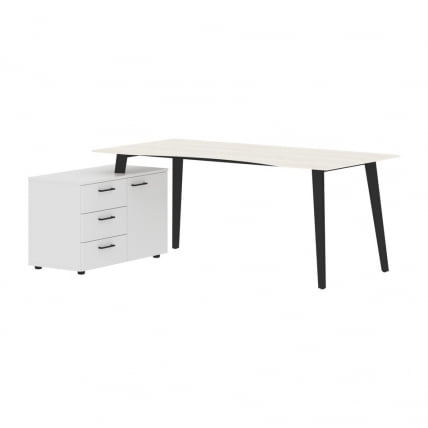 Стол руководителя левый ДЖАИ ДЖCТ 1813 Л Ясень Белый Антрацит / JAY JCT L_0
