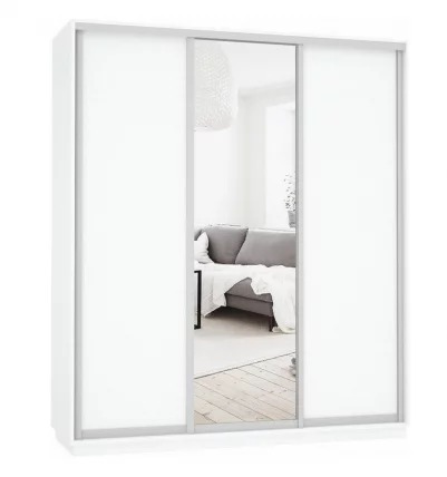 Шкаф-купе трехдверный Экспресс Медиум-1 1800х2200h Белый снег_0