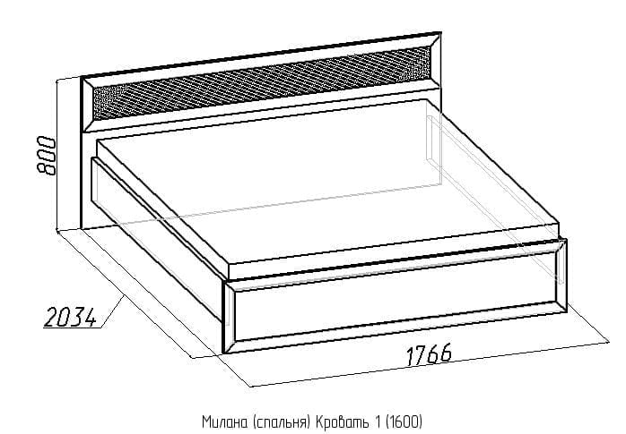 Кровать 1 (1600) Дуб отбеленный (спальня)_1