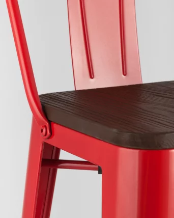 Стул барный Tolix Wood 75.5  со спинкой Красный_7