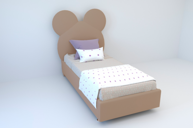 Детская кровать "Маус" с ортопедическим основанием Цвет фасада: Серый; Цвет корпуса: Серый; Материал фасада: Металл/Велюр; Размер: 900х2000 мм; Спальное место: 900х2000 мм _0