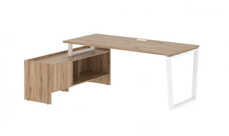 Стол с тумбой EDIS EVCT 19814 Дуб Денвер светлый Белый_0