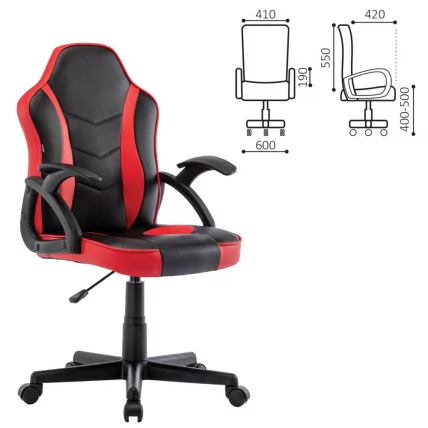 Кресло компьютерное BRABIX Shark GM-203 экокожа Черный-красный_0