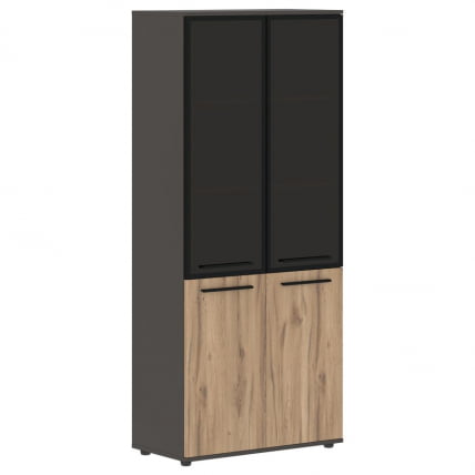 Шкаф комбинированный  с дверьми в металлической раме EDIS EHCS 85.7 Дуб Денвер светлый Черный Мокко_0