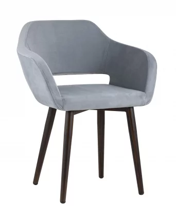 Стул с подлокотниками Саймон велюр Серый_0