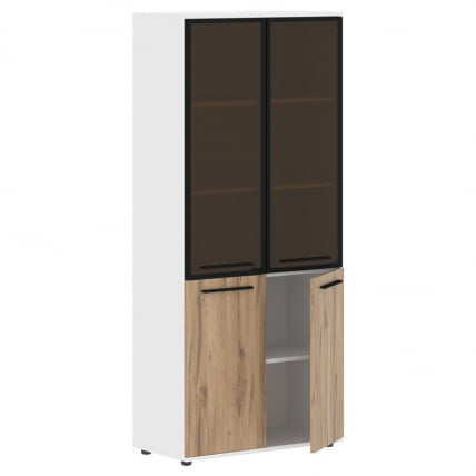 Шкаф комбинированный  с дверьми в металлической раме EDIS EHCS 85.7 Дуб Денвер светлый Черный Белый_1