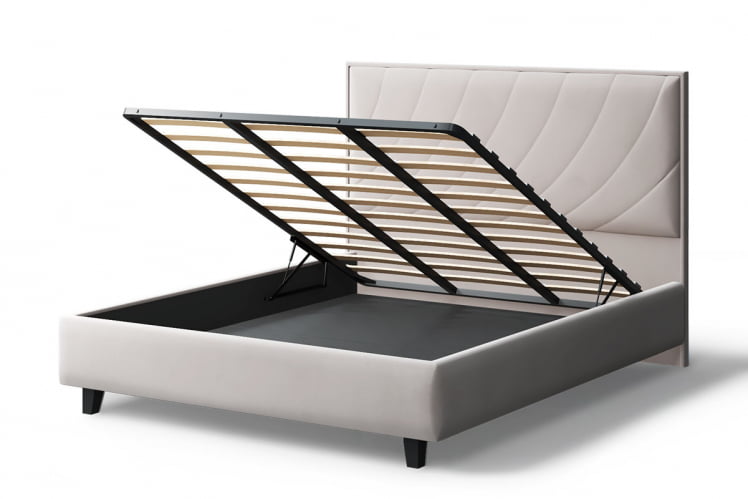 Кровать СОФИЯ 2000*1600мм (на опорах), велюр NEO 02 (бежевый), (б/основания, б/матраса)_3