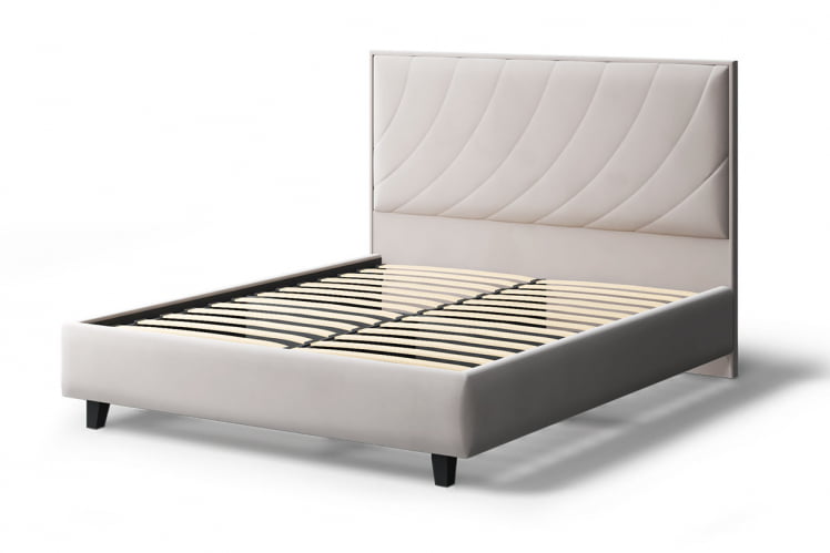 Кровать СОФИЯ 2000*1600мм (на опорах), велюр Бренди лайт 03 (бежевый), (б/основания, б/матраса)_1