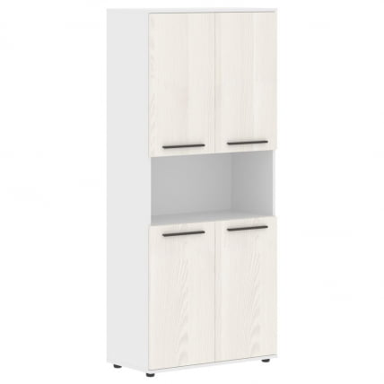 Шкаф с двумя комплектами глухих малых дверей EDIS EHCS 85.4 Ясень Траун Мокко Белый_0