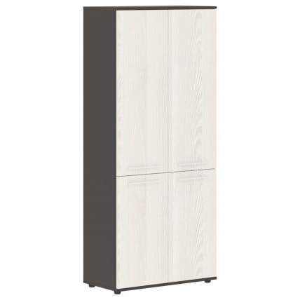 Шкаф с глухими средними и малыми дверьми EDIS EHCS 85.3 Ясень Траун Белый Мокко_0